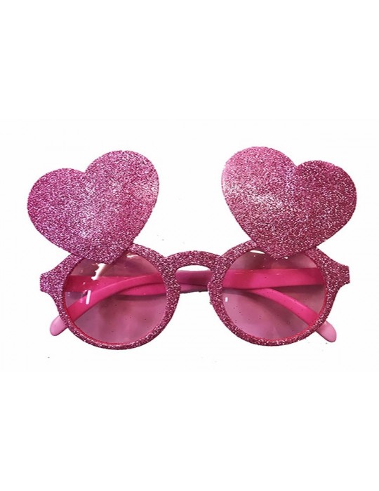 Pembe Renk Sim İşlenmiş Kalp Figürlü Yılbaşı Parti Gözlüğü