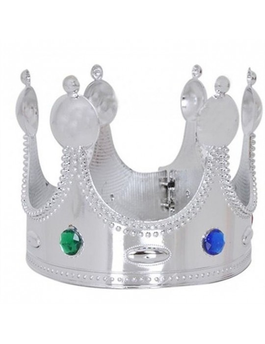 Plastik Kral Tacı Gümüş Renk Çocuk Boy 45 cm
