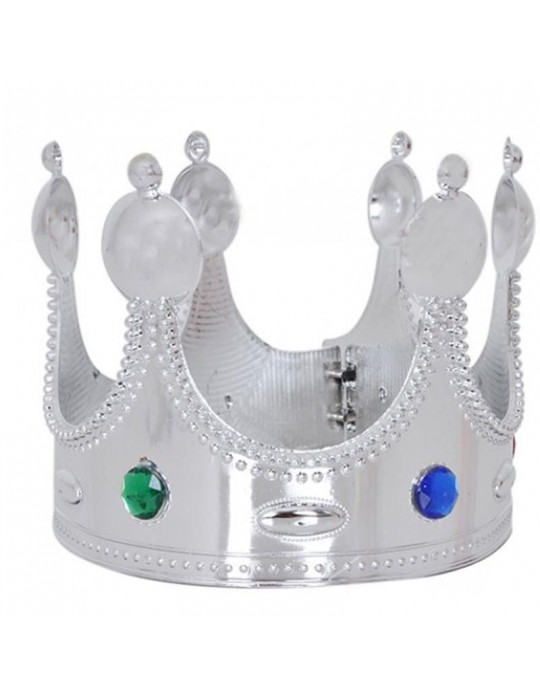 Plastik Kral Tacı Gümüş Renk Yetişkin 55 cm