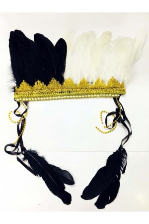 Siyah Beyaz Renk Tüylü Kızılderili Başlığı | Taraftar Başlığı Siyah Beyaz Renk Tüylü Kızılderili Başlığı | Taraftar Başlığı