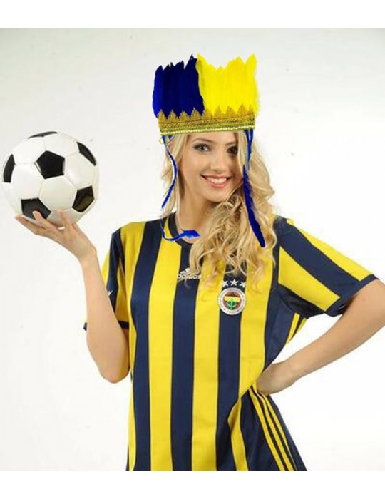 Sarı Lacivert Taraftar Tüylü Saç Bandı