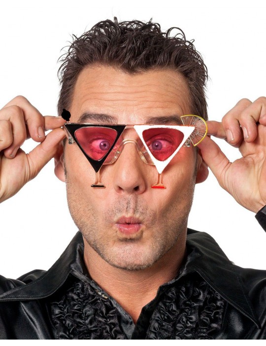 Siyah Beyaz Renk Martini Parti Gözlüğü