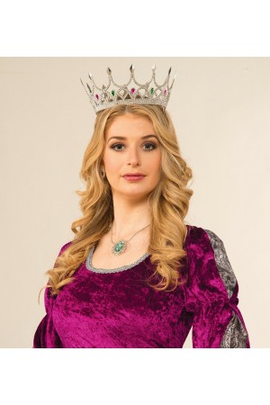 Taşlı Rönesans Kostümlü Kraliyet Ortaçağ Gümüş Kraliçe Prenses Tacı Taşlı Rönesans Kostümlü Kraliyet Ortaçağ Gümüş Kraliçe Prenses Tacı