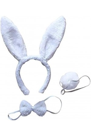 Tavşan Kostüm Seti Taç Papyon Kuyruk Beyaz Renk Tavşan Kostüm Seti Taç Papyon Kuyruk Beyaz Renk