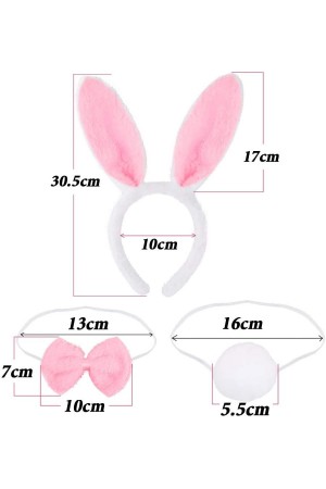 Tavşan Kostüm Seti Taç Papyon Kuyruk Pembe Renk Tavşan Kostüm Seti Taç Papyon Kuyruk Pembe Renk