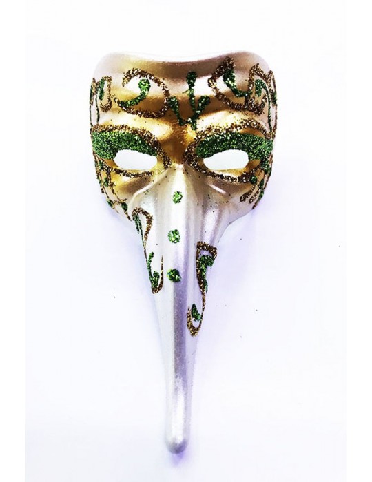Yeşil Renk İşlemeli Seramik Malzemeden İmal Venedik Uzun Maske Magnet