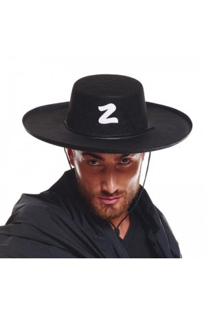 Z Logolu Yetişkin Boy Bağcıklı Zorro Şapkası