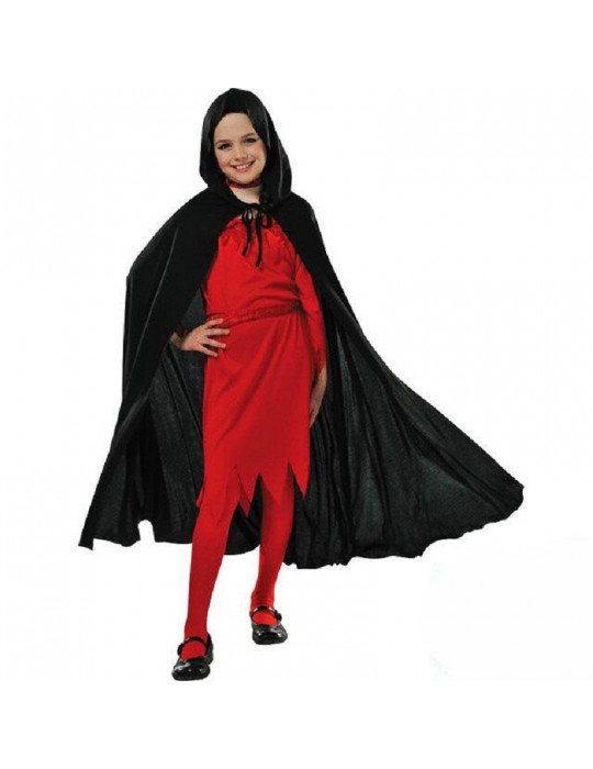 Kapşonlu Siyah Pelerin - Şapkalı Pelerin 90 cm