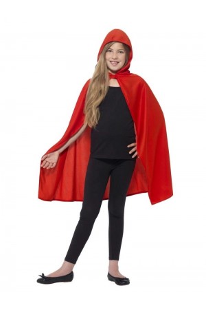 Kırmızı Renk Kapşonlu Kumaş Pelerin 90 cm Kırmızı Renk Kapşonlu Kumaş Pelerin 90 cm