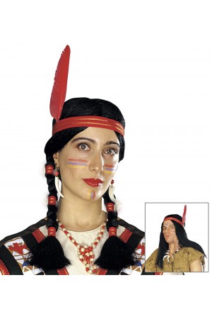 Tüylü Örgülü Hint Peruğu Kızılderili Peruğu