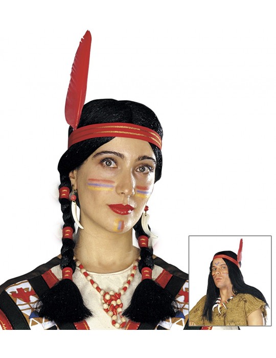 Tüylü Örgülü Hint Peruğu Kızılderili Peruğu