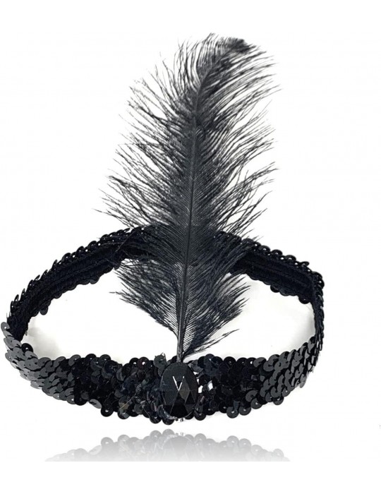 Siyah Renk Çarliston Başlık 90 lı Yıllar 80 li Yıllar Tüylü Saç Bandı