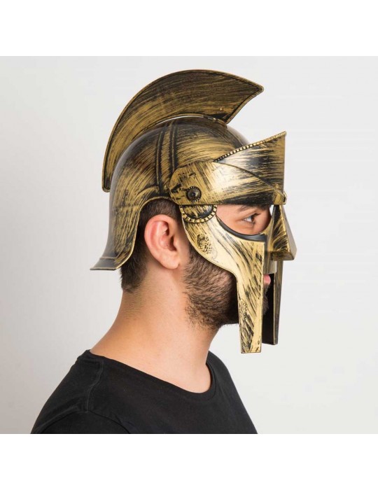 Gladyatör Savaş Kaskı Miğferi İnce Başlık Altın Renk