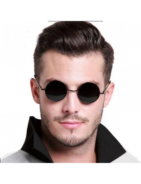 Yuvarlak Cam John Lennon Tarzı Gümüş Çerçeveli Siyah Gözlük