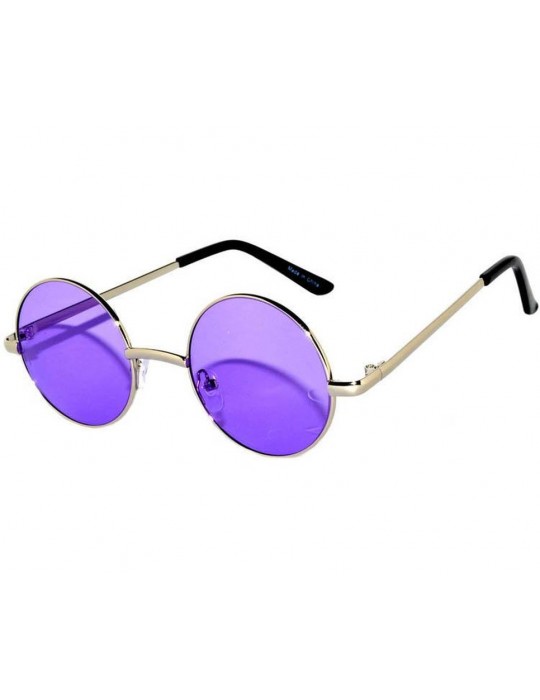 Yuvarlak Cam John Lennon Tarzı Gümüş Çerçeveli Mor Gözlük