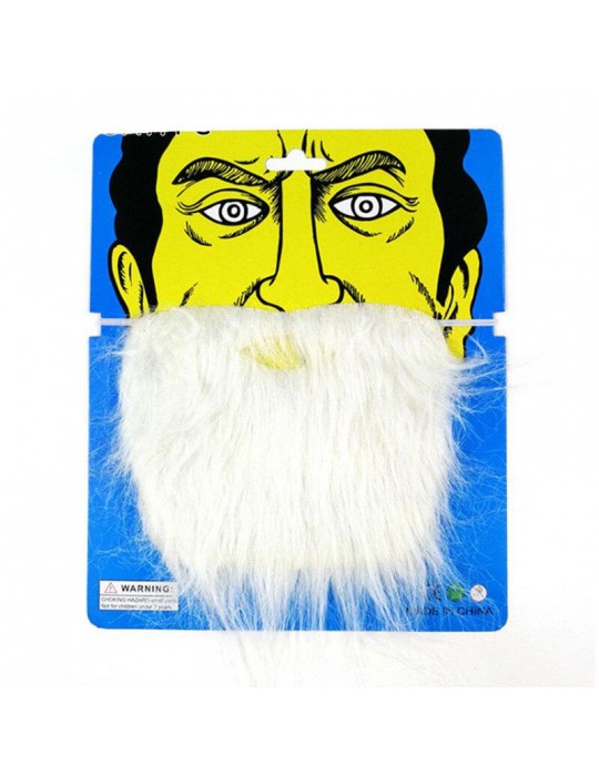 Beyaz Kırçıllı Arkadan Lastikli Beyaz Takma Sakal Yetişkin Çocuk Uyumlu