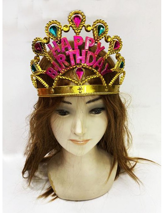 Altın Renk Happy Birthday Yazılı Doğum Günü Tacı 60 cm