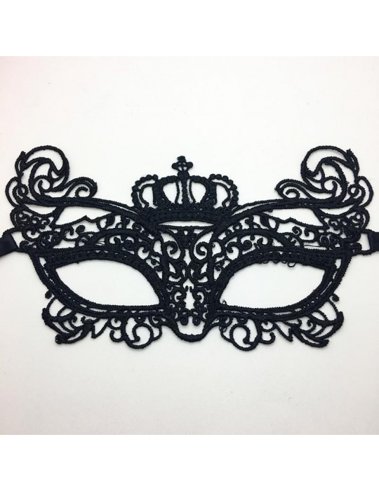 Siyah Renk Dantel İşlemeli Örgülü Parti Maskesi Model 6