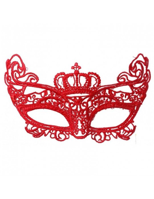 Kırmızı Renk Dantel Örgü İşlemeli Parti Maskesi Model 2