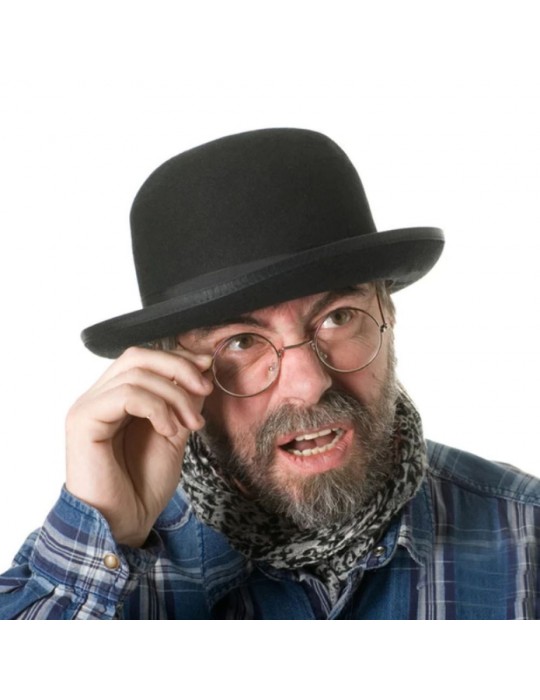 Siyah Renk Yetişkin Boy Retro Bowler Derby Şapkası 58 cm