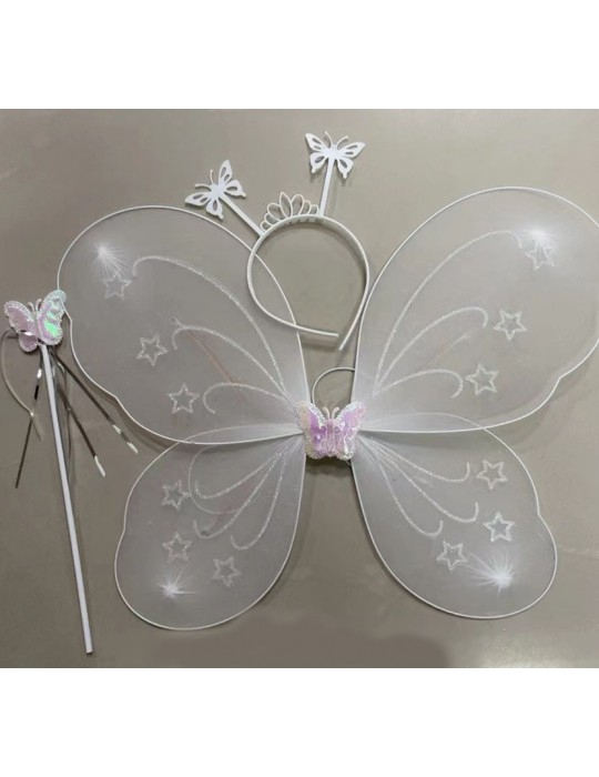 Beyaz Renk Kanadı Tacı ve Sopası 50x37 cm