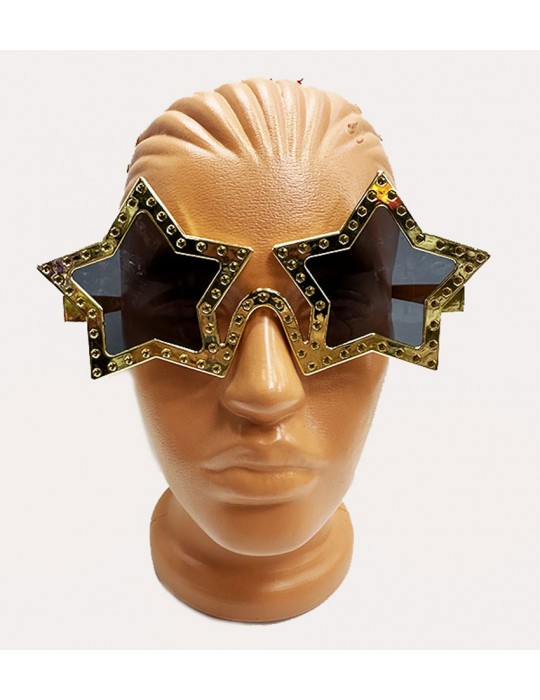 Yıldız Şekilli Parlak Metalize Parti Gözlüğü Altın Renk 16X7 cm