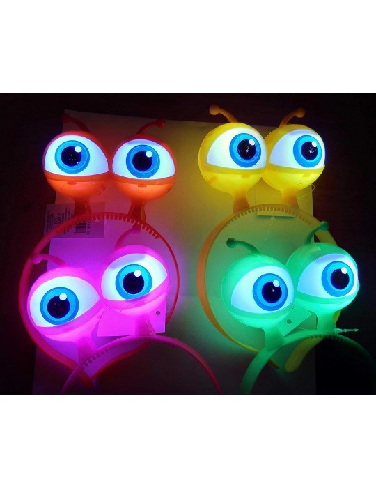 Rengarenk 3 Farklı Fonksiyonda Yanan Led Işıklı Uzaylı Göz Taç 1 Adet 18x12 cm