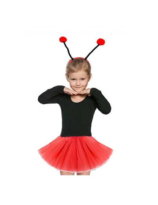 Gösteriler İçin Kırmızı Uğur Böceği Tütü Etek ve Kırmızı Uğur Böceği Taç Seti