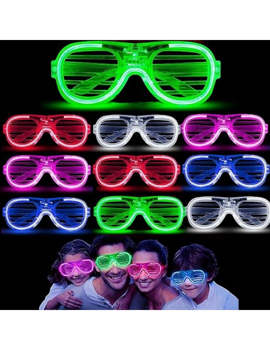 Glow Model 3 Farklı Fonksiyonlu Işıklı Panjur Parti Gözlüğü Karışık Renk 12 Adet