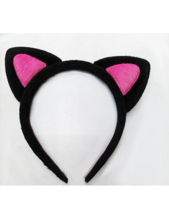 Sevimli Kedi Kulak Pofuduk Kedi Taç Siyah İçi Şeker Pembe Renk 17x15 cm