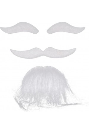 Beyaz Renk Kendinden Yapışkanlı Takma Sakal Bıyık ve Kaş Seti Beyaz Renk Kendinden Yapışkanlı Takma Sakal Bıyık ve Kaş Seti