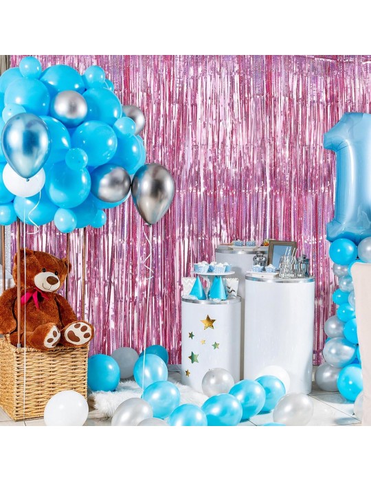 Rose Gold Renk Ekstra Metalize Parlak Saçaklı Arka Fon Perde İthal 1x2 Metre