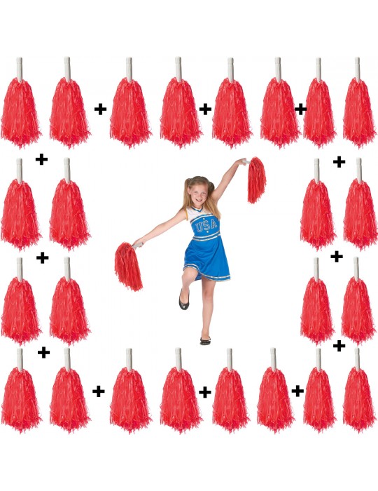 12 Çift ( 24 Adet ) Kırmızı Renk 23 Nisan 19 Mayıs 29 Ekim Okul Gösteri Ponponları