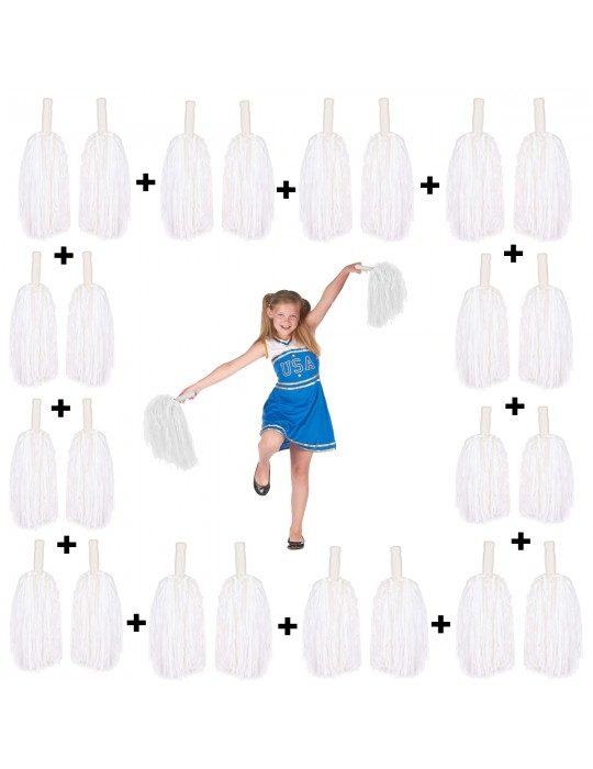 12 Çift ( 24 Adet ) Beyaz Renk 23 Nisan 19 Mayıs 29 Ekim Okul Gösteri Ponponları