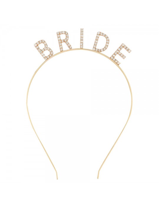 Altın Gold Renk Bekarlığa Veda Kristal Taş Bride Tacı İthal 16x10 cm