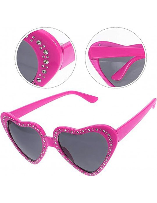 Kalp Şekilli Taşlı Parti Gözlüğü Pembe Renk 6x16 cm
