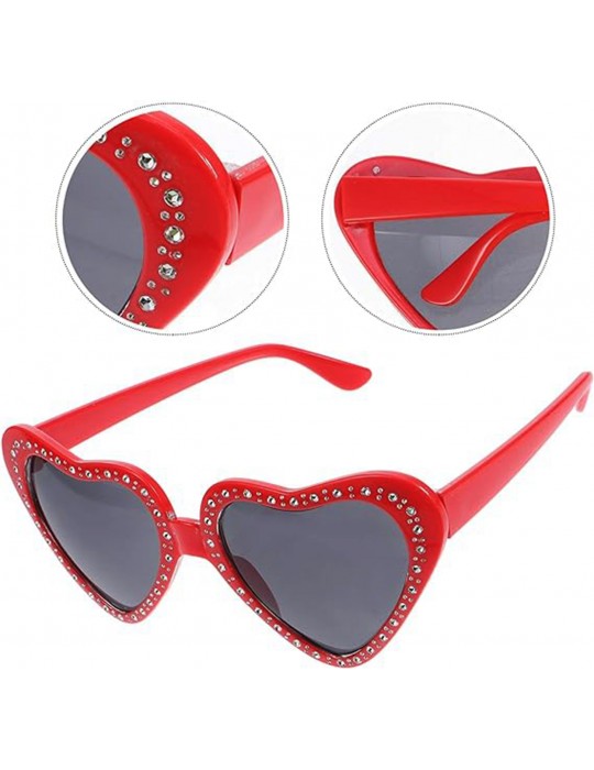 Kalp Şekilli Taşlı Parti Gözlüğü Kırmızı Renk 6x16 cm
