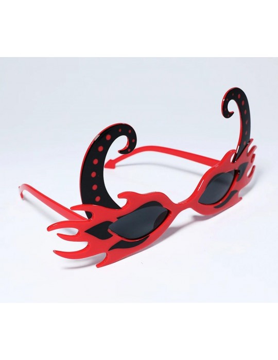 Siyah Boynuzlu Kırmızı Renk Alevli Parti Gözlüğü 21x10 cm
