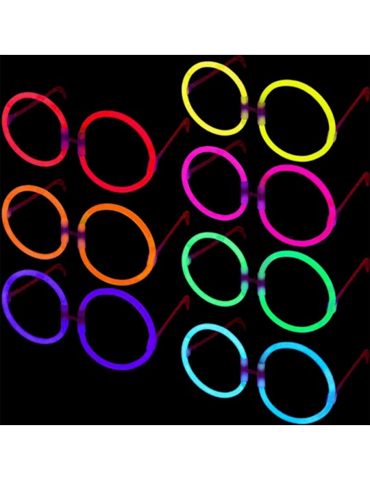Glow Stick Yuvarlak Gözlük - Glow Partisi Gözlükleri - Glow Stick Gözlük 12 Adet