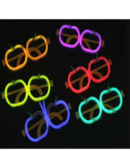 Glow Stick Elma Gözlük - Glow Partisi Gözlüğü - Glow Stick Gözlük 12 Adet