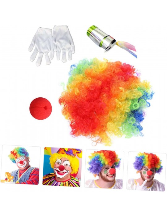 Palyaço Saç Palyaço Burun Palyaço Eldiven Palyaço Sihirli Baston 4 lü Seti