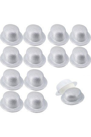 Gümüş Renk Simli Melon Yuvarlak Parti Şapkası 12 Adet Gümüş Renk Simli Melon Yuvarlak Parti Şapkası 12 Adet