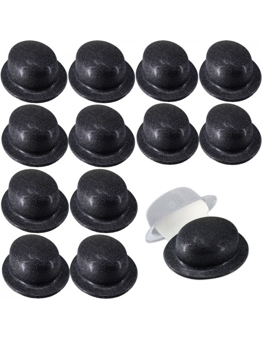 Siyah Renk Simli Melon Yuvarlak Parti Şapkası 12 Adet