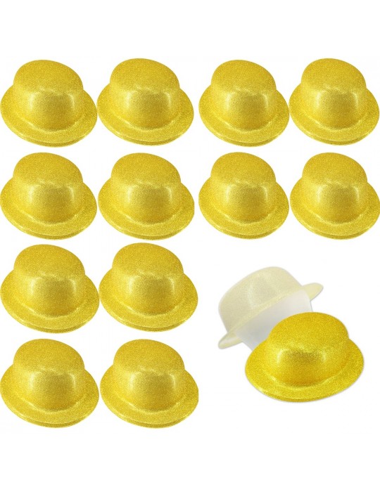 Altın Renk Simli Melon Yuvarlak Parti Şapkası 12 Adet