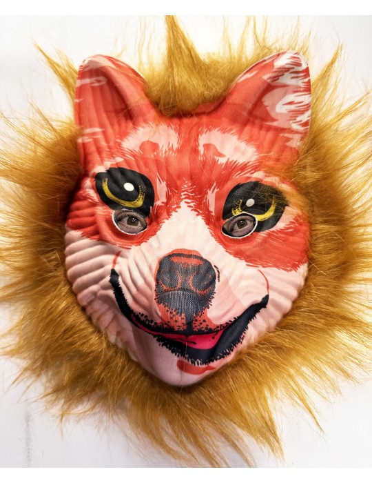 Kahverengi Saçlı Peluş Tilki Maskesi Mega Peluş 24 No