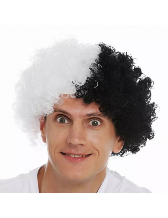Siyah Beyaz Kıvırcık Afro Bonus Peruk Taraftar Bonus Saç