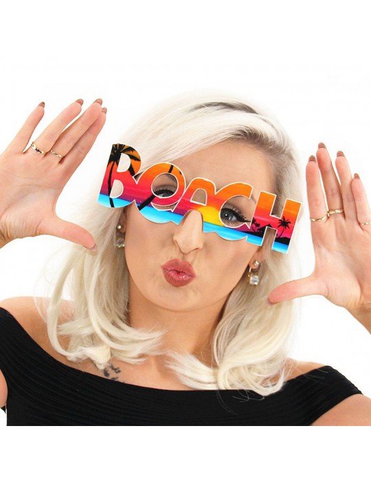 Beach Yazılı Parti Gözlüğü Yaza Merhaba Hawaii Show Gözlüğü 19x6 cm