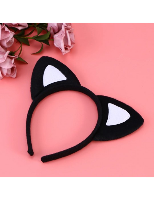 Kedi Kulak Taç Siyah İçi Beyaz Renk Pofuduk 15X17 cm