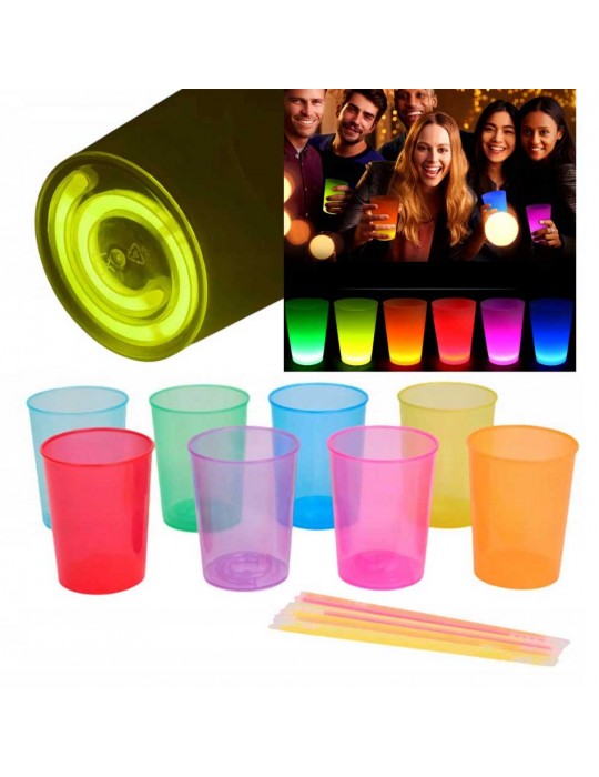 Karanlıkta Yanan Gece Işığı Mega Glow Bardaklar 8 Adet 8.5 x 10.5 cm