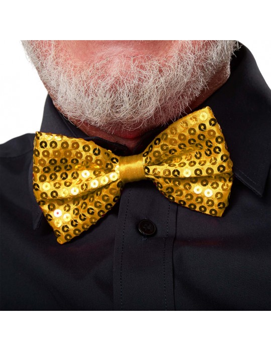 Gece Işıltısı Altın Payetli Pullu Papyon 7x2 cm